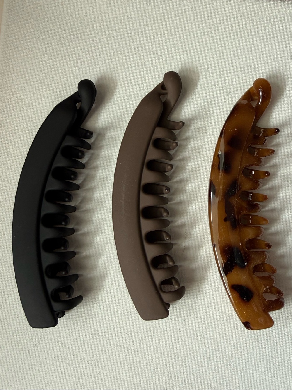 Set of 3 Banana Hair Claws - Black, Matte Brown, Tortoiseshell
